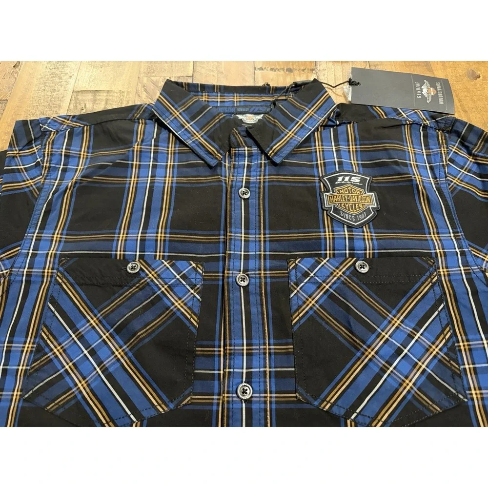 Harley Davidson 115th Anniversary Plaid Shirt Mens Medium NWT 2018 Button Up - Picture 3 of 12